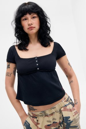 BRITTNEY BABYDOLL - Βασικό μπλουζάκι - black