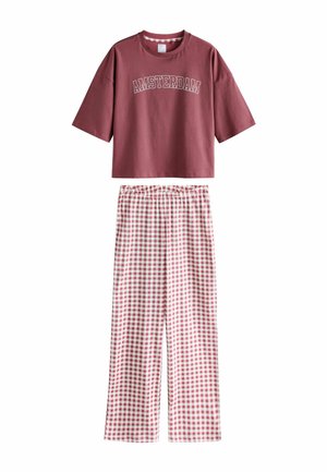SHORT SLEEVE SET - Pižamos komplektas - mauve purple gingham