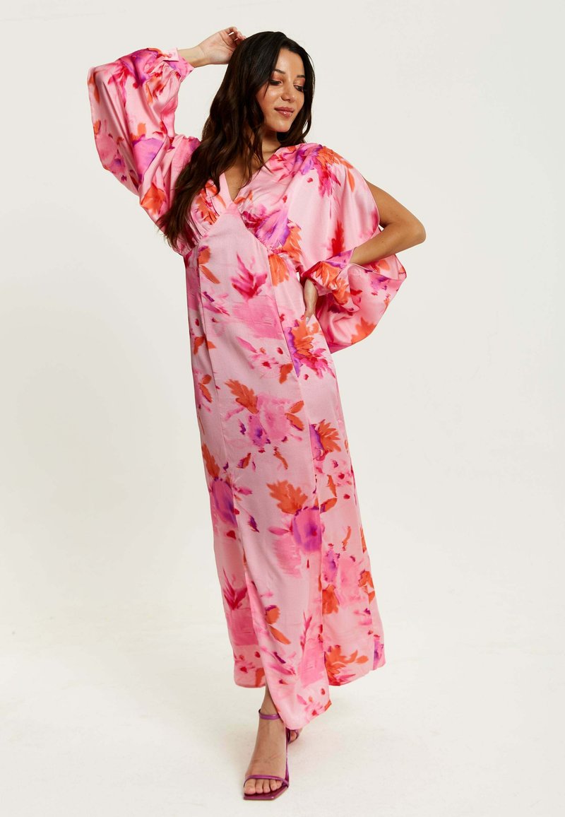 Liquorish FLORAL PRINT WITH SLEEVE SLITS - Maxi dress - pink