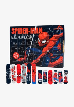 Set di calzini da uomo di Spider-Man confezionato in una scatola regalo. Include 12 paia con vari design, tra cui motivi dei personaggi e colori vivaci. Taglia unica 40-45.