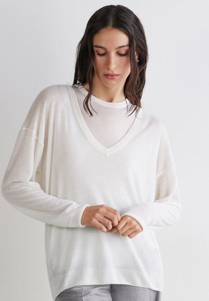 Falconeri, V-NECK. - Strickpullover - white