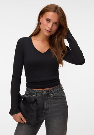 Vero Moda, VMCHLOE LS V-NECK TOP JRS GA - T-shirt à manches longues - black
