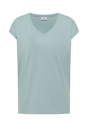 Cecil, DROPPED SHOULDER SHIRT MIT V-NECK - Jednoduché tričko - crystal mint