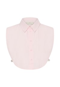 Bleda roza snemljiv ovratnik s klasičnim gumbnim zapiranjem, z ovratnikom in brez rokavov, izdelan iz gladkega blaga.