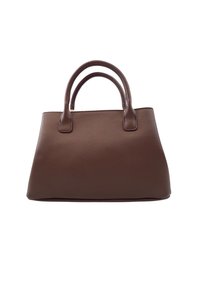 Borsa a tracolla in pelle marrone con due manici arrotondati, forma strutturata e superficie liscia. Design minimalista senza hardware visibile o dettagli decorativi.