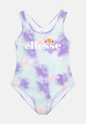 Maillot de bain une pièce aux couleurs pastel avec un motif tie-dye. Doté d'un col rond et d'un logo en blanc. Fabriqué en matière extensible.
