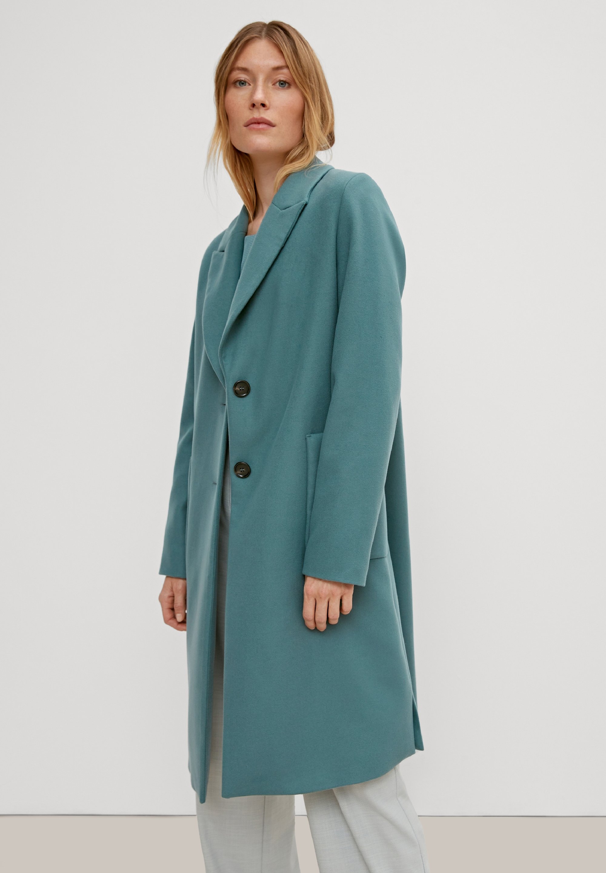 Damen Mantel Petrol Comma Mantel Blau Outfit Aquastop Longparka