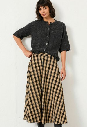 REGULAR FIT - CHECK MIDI  - A-line skirt - black