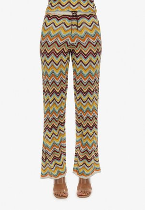 Superdry ZIGZAG WIDE - Trousers - mint zigzag stripe