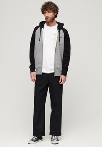 Superdry & Co ESSENTIAL BASEBALL - Sudadera con cremallera - dark grey fleck marl black