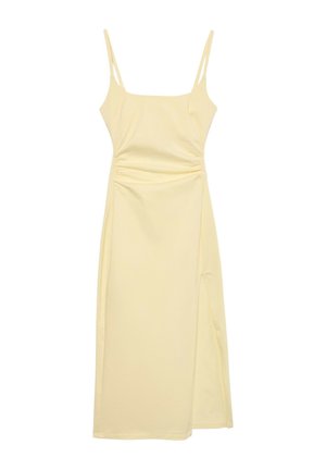 Stradivarius, FITTED SQUARE-NECK MIDI DRESS - Robe de jour - light yellow