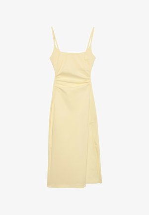 Stradivarius, FITTED SQUARE-NECK MIDI DRESS - Robe de jour - light yellow