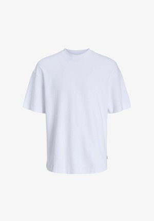 Λευκό βαμβακερό μπλουζάκι με στρογγυλή λαιμόκοψη και κοντά μανίκια. Διαθέτει άνετη εφαρμογή και λεία υφή, χωρίς ορατά σχέδια ή λεπτομέρειες.