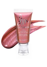 Vloeibare glitter in een doorzichtige tube, heeft een glinsterende roségouden kleur. Bevat een brede applicator en toont een glanzende textuur.