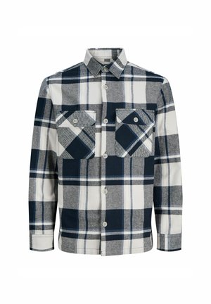 Ruudulise flanellist särk, millel on tumesinine, valge ja hall värv. Omab kahte rinna taskut ja klassikalist krae. Vastupidav kangas ja nööpidega kinnitatud.