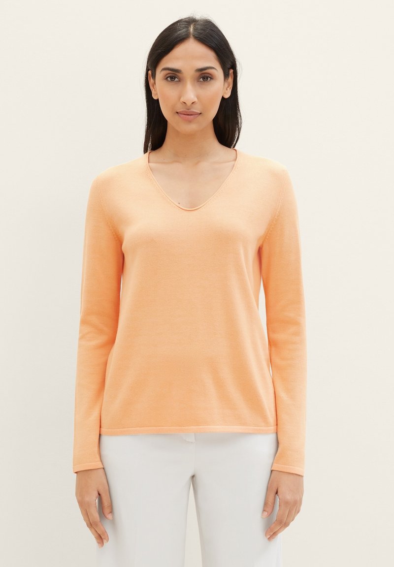 TOM TAILOR BASIC V-NECK - Pulover - light coral