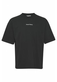 Svart oversized t-skjorte laget av bomull, med korte ermer og rund hals. Trykt tekst "Casual Friday" i hvitt på brystet.
