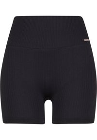 RIBBED HIGH MIDI BIKER SHORT - Leggings - black