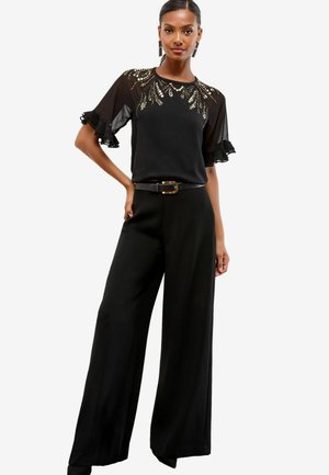 REGULAR FIT - FLUTTER SLEEVE - Blúzka - black gold sequin