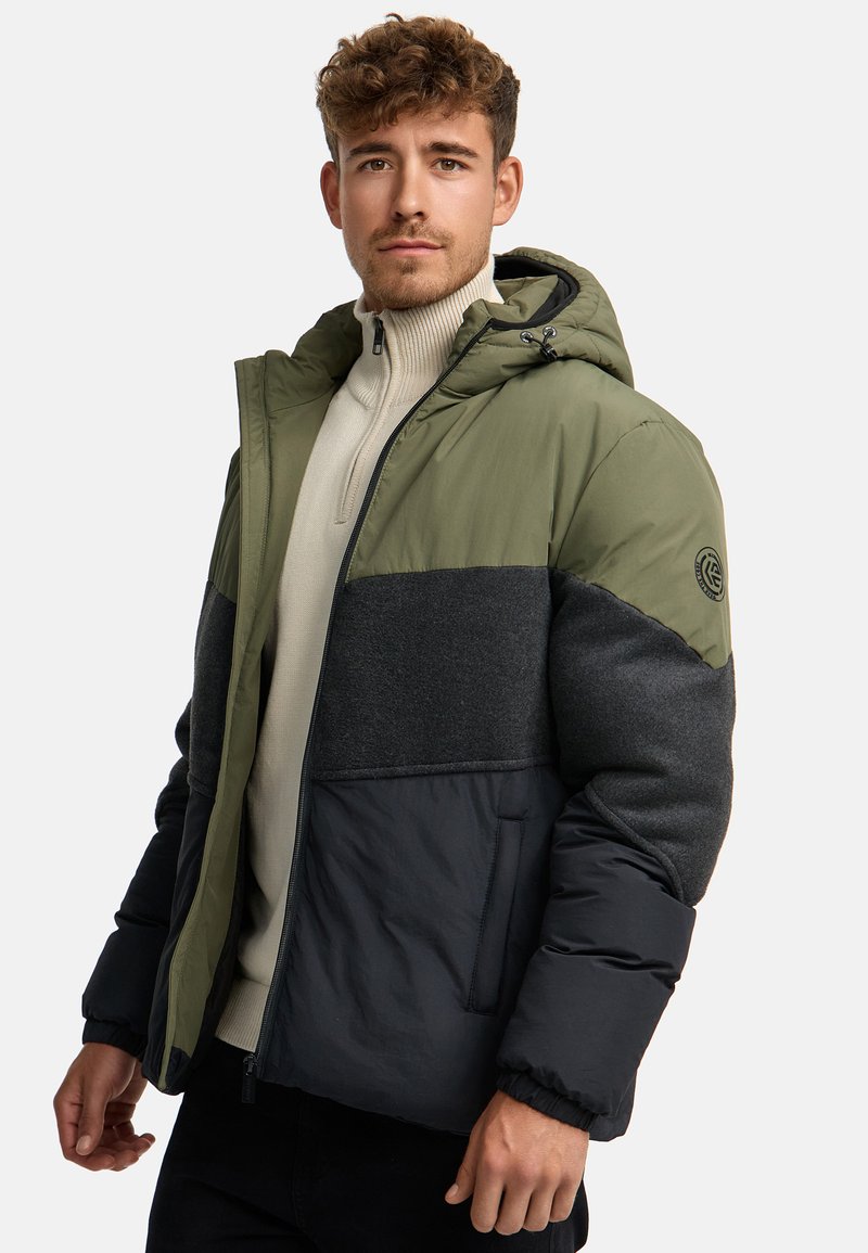 Parajumpers Buck gewatteerde jas met structuur en capuchon • Groen • de