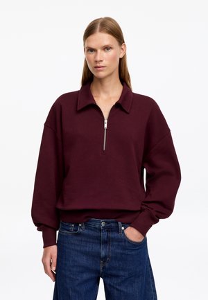 ARKET, ARKET HALF-ZIP POLO SWEATSHIRT - T-shirt à manches longues - dark red