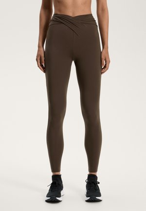 LIGHT TOUCH DRAPED V-CUT ANKLE-LENGTH - Leggingek - brown