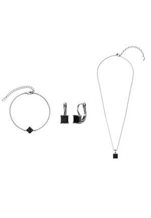 PARURES SIMPLE SQUARE SET - Orecchini - silver coloured black