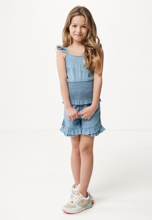 SLEEVELESS RUFFLE WITH SMOCKED WAIST - Bluse - cashmere blue