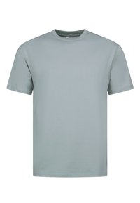 Lichtgrijze t-shirt met ronde hals, gemaakt van soepel stof, met korte mouwen en een rechte zoom met minimale stikseldetails.