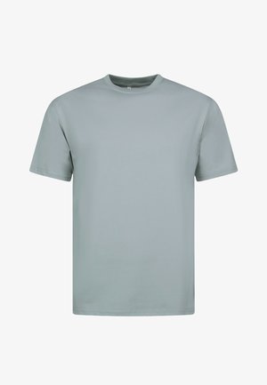 Lichtgrijze t-shirt met ronde hals, gemaakt van soepel stof, met korte mouwen en een rechte zoom met minimale stikseldetails.