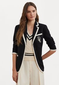Lauren Ralph Lauren TWO TONE GEORGETTE BLAZER - Kratka jakna - black/mascarpone cream