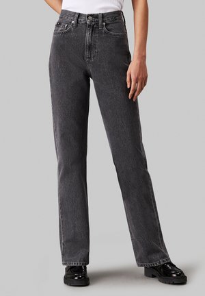 Calvin Klein Jeans HIGH RISE - Traperice ravnih nogavica - denim grey
