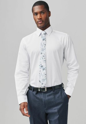 SET - Businesshemd - white blue ditsy floral tie