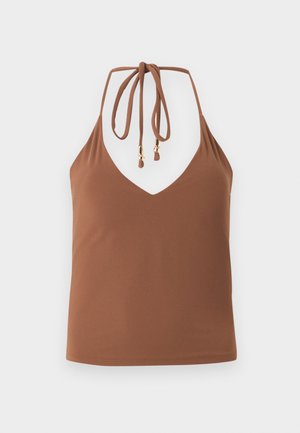 Abercrombie & Fitch, BARE SNATCHED SEAMLESS V NECK HALTER - Μπλούζα - brown