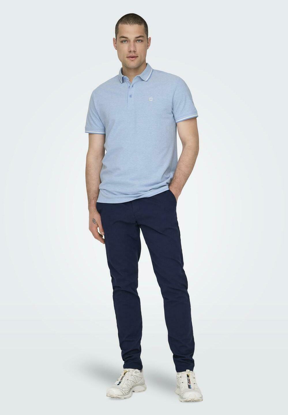 ONLY & SONS ONSMARK PETE Slim Dobby 0058 Pant NOOS, Grijze krijtstreep/detail: griffin, 27W x 32L