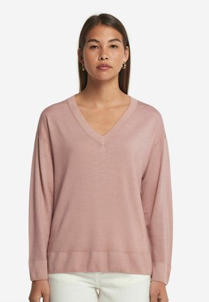 ULTRAFINE V NECK - Stickad tröja - rosa pink salt garment dyed