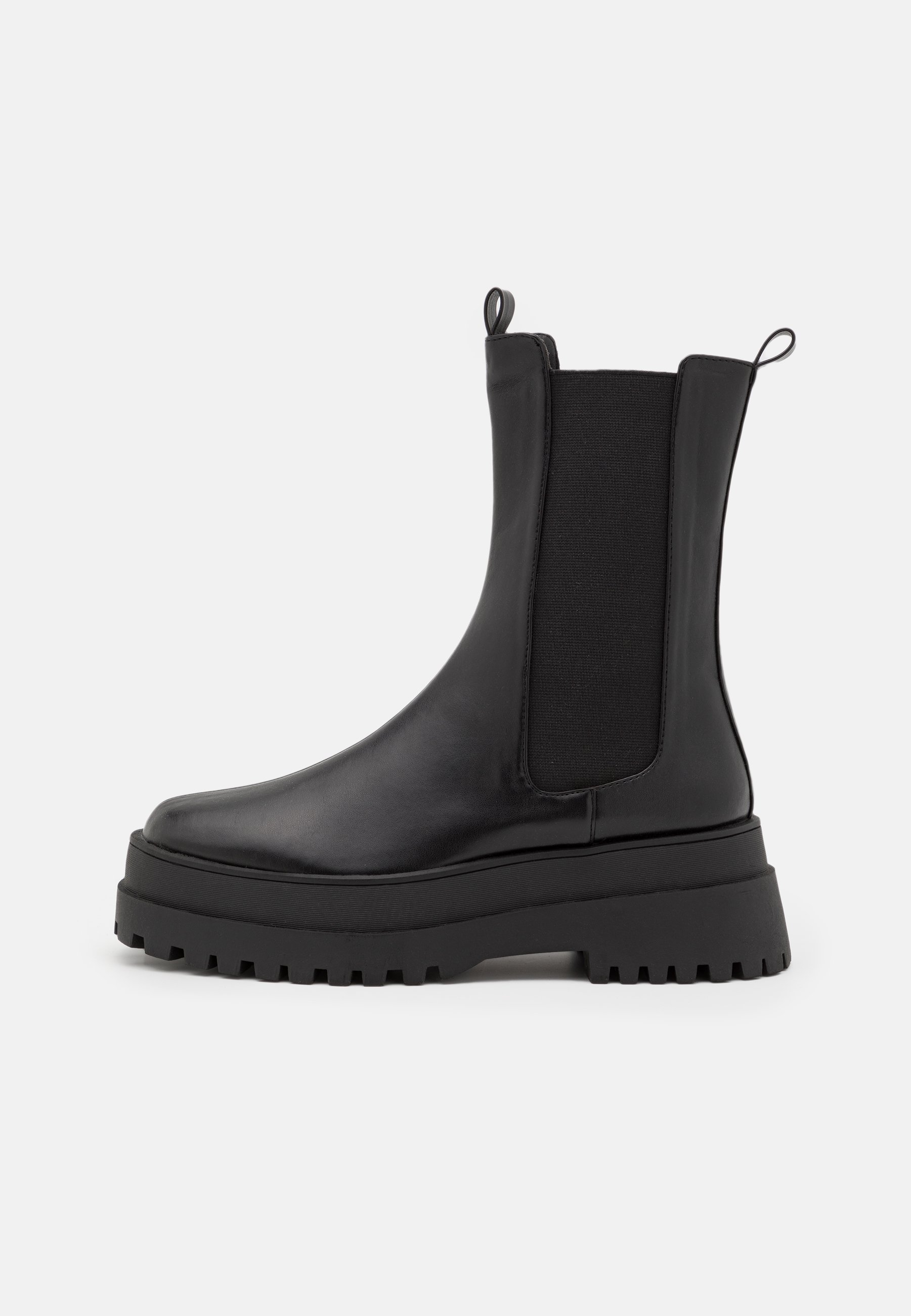 Beige nubuck chelsea boots met hoge plateauzool - Dames | MANFIELD