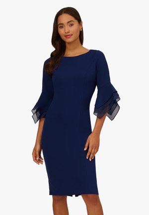CREPE TIERED SLEEVE - Gebreide jurk - navy sateen