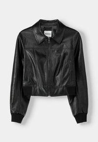 EFFECT - Faux leather jacket - black