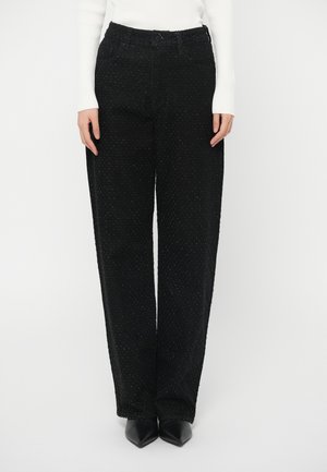 PANT - Wide leg - black denim/black bling