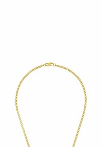 Collana con catena tono oro caratterizzata da un design a maglie rotonde e lisce, con un clasp sicuro, uniformemente lucidata e con una leggera lucentezza.