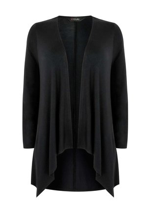 Yours Clothing, BLACK EDGE TO EDGE WATERFALL JERSEY CARDIGAN - Cardigan - black