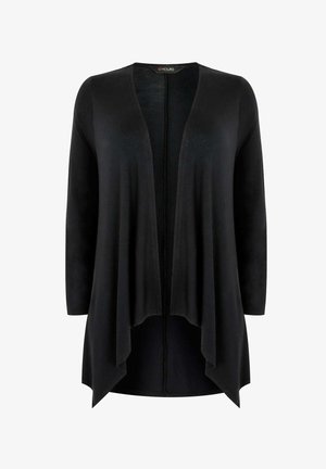 Yours Clothing, BLACK EDGE TO EDGE WATERFALL JERSEY CARDIGAN - Cardigan - black
