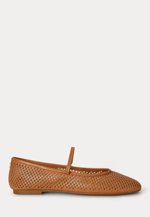 Lauren Ralph Lauren JAYNA PERFORATED LEATHER MARY JANE FLAT - Bailarinas - classic caramel