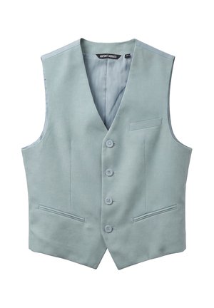 Chaleco formal para hombre en gris claro con cuatro botones, tres bolsillos delanteros y cuello en V de Antony Morato.