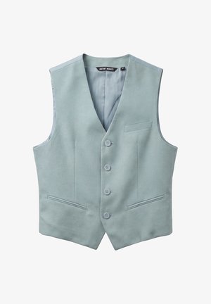 Chaleco formal para hombre en gris claro con cuatro botones, tres bolsillos delanteros y cuello en V de Antony Morato.