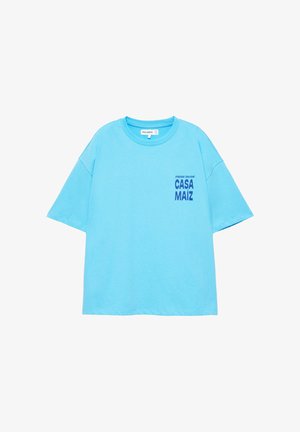 PULL&BEAR, OVERSIZE WITH TACO GRAPHIC - T-SHIRT - T-shirt imprimé - light blue