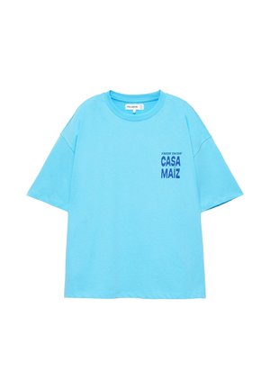PULL&BEAR, OVERSIZE WITH TACO GRAPHIC - T-SHIRT - T-shirt imprimé - light blue