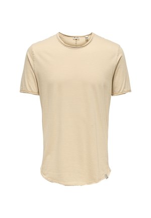 Only & Sons ONSBENNE REG SS STRIPE TEE - T-Shirt print - hellbraun