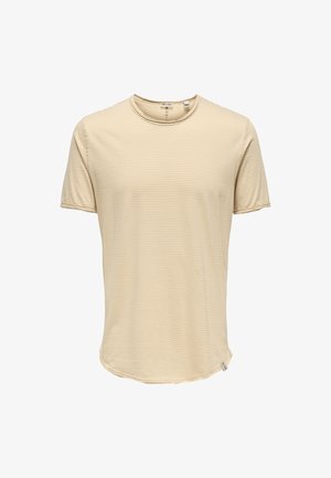 Only & Sons ONSBENNE REG SS STRIPE TEE - T-shirt con stampa - hellbraun